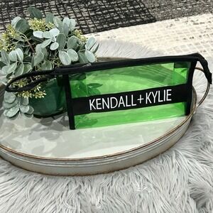 NEW Kendall + Kylie Green Makeup Bag‎ With Black Logo